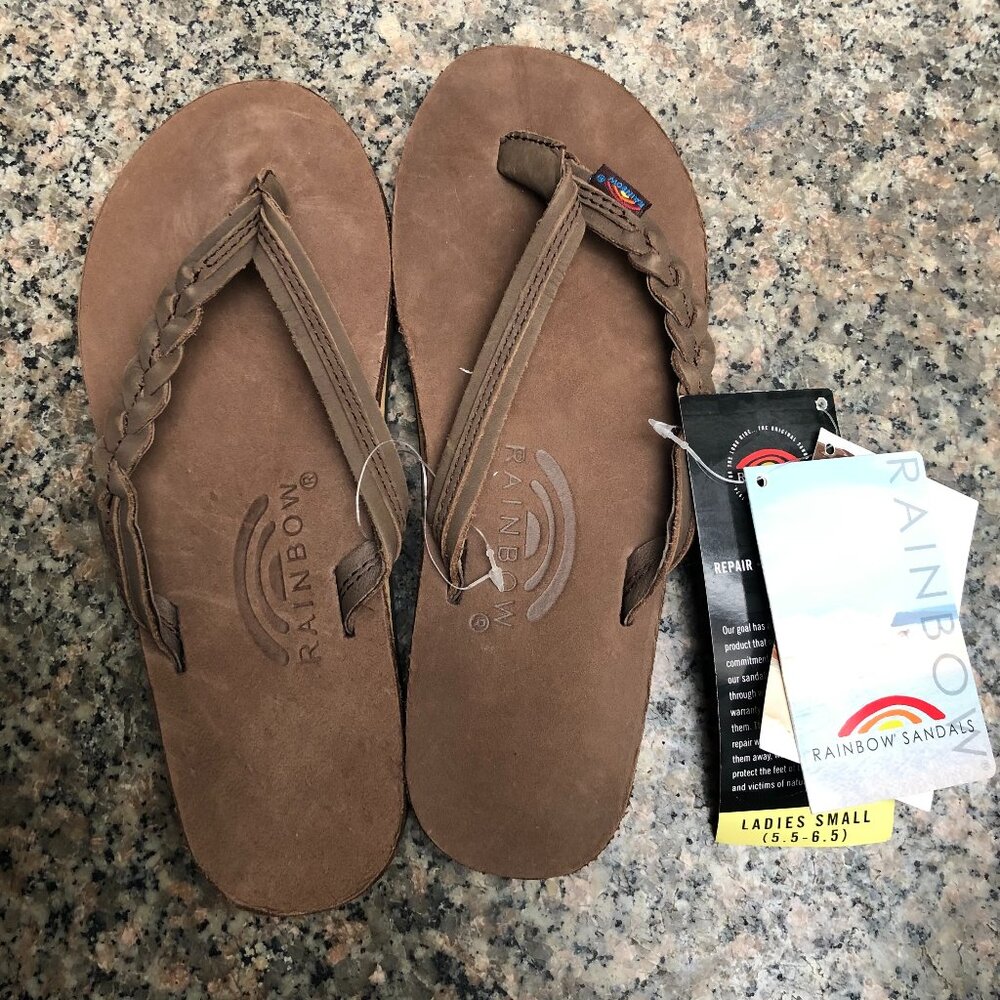 NWT Rainbow Flip Flops Espresso Flirty Brady Size 5-6